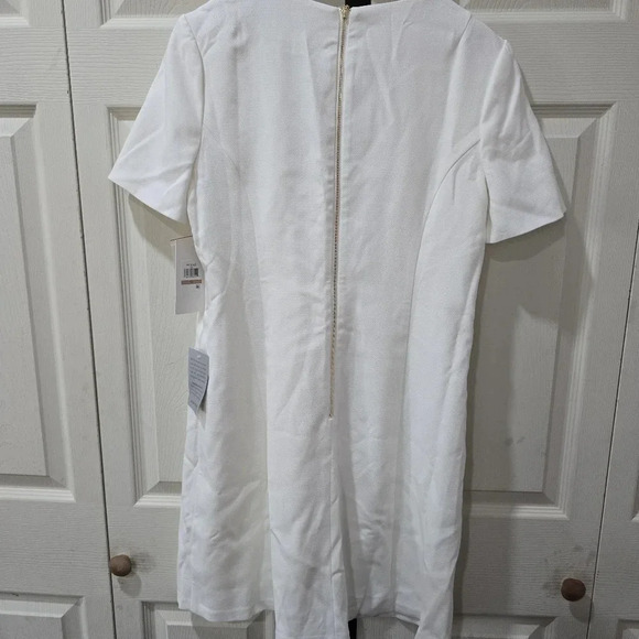 HARPER ROSE Womens Ivory Scuba Crepe Short Sleeve Fit + Flare Dress Size 12 - Picture 6 of 12